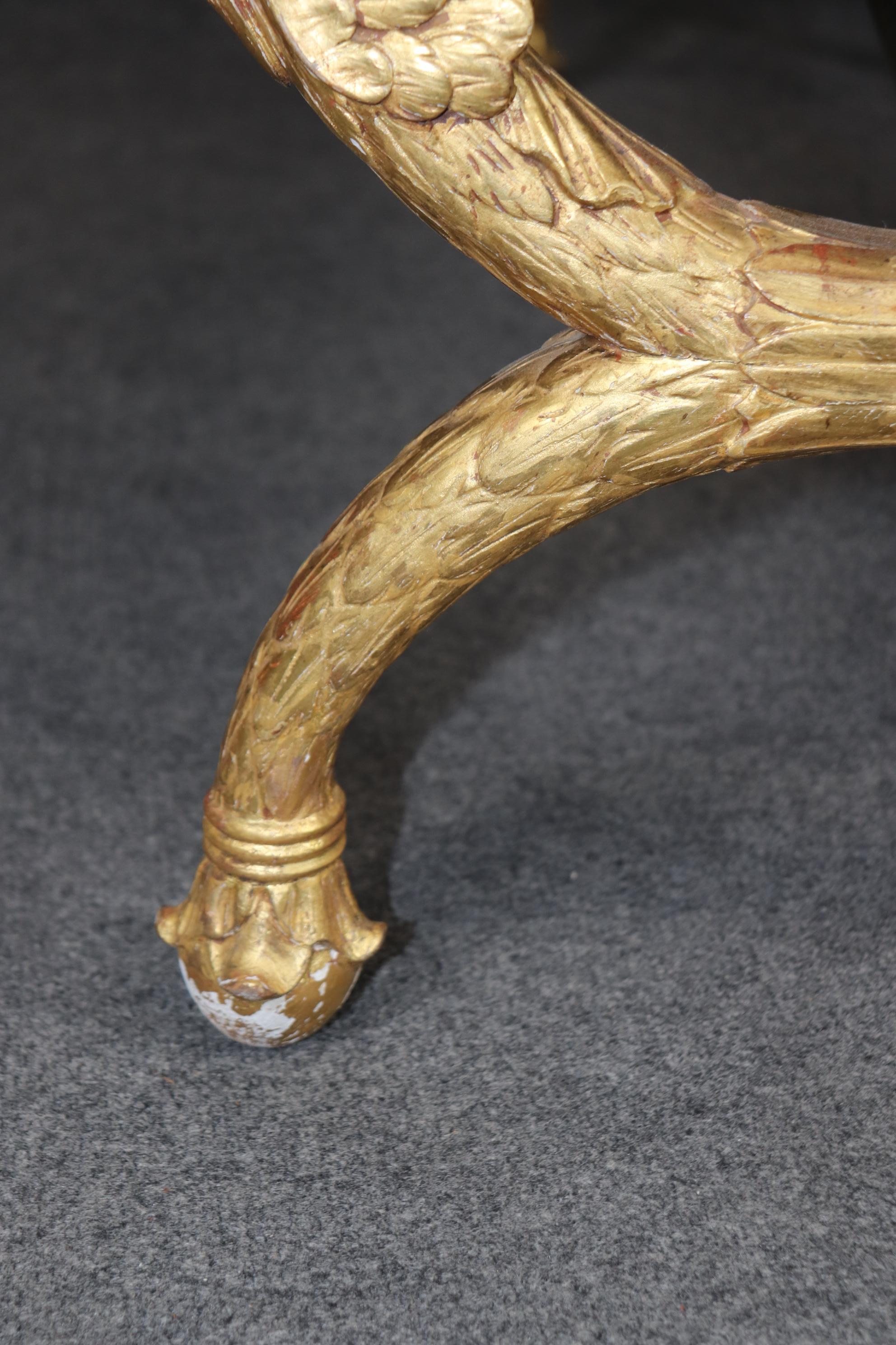 Outstanding Gilded Swan Carved French Directoire Style Rectangular Window Bench For Sale 5