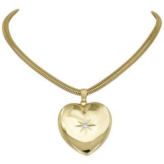 Antique Outstanding Gold Heart Locket and Chain