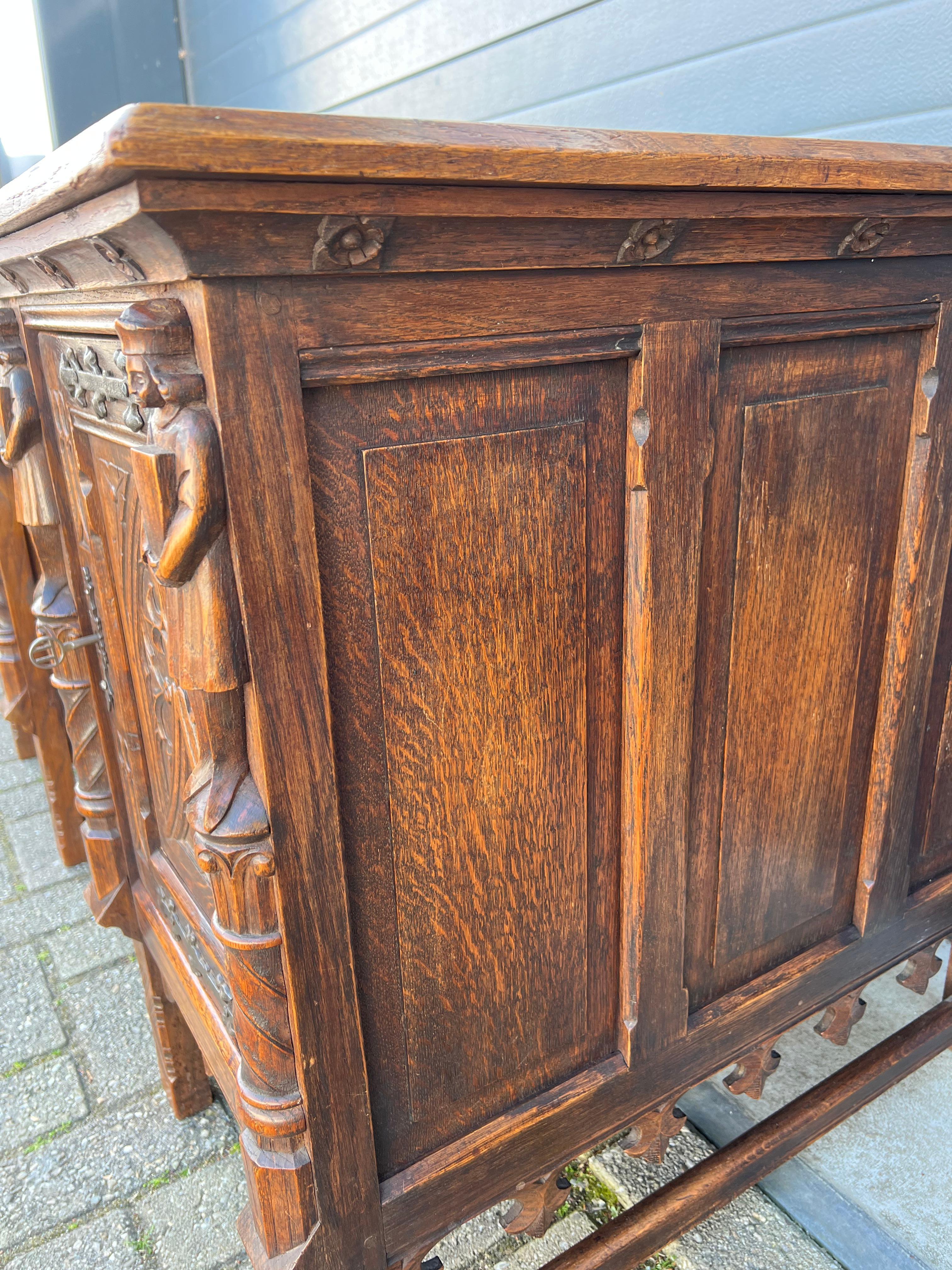 Outstanding Gothic Revival Desk w. Quality Carved Church Window Panels & Guards 8