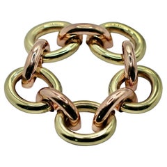 Outstanding Green and Rose Gold Retro Period Large Oval Link Bracelet