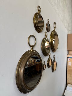 Outstanding Grouping (8) of Vintage Brass Pocket Watch Mirrors, France