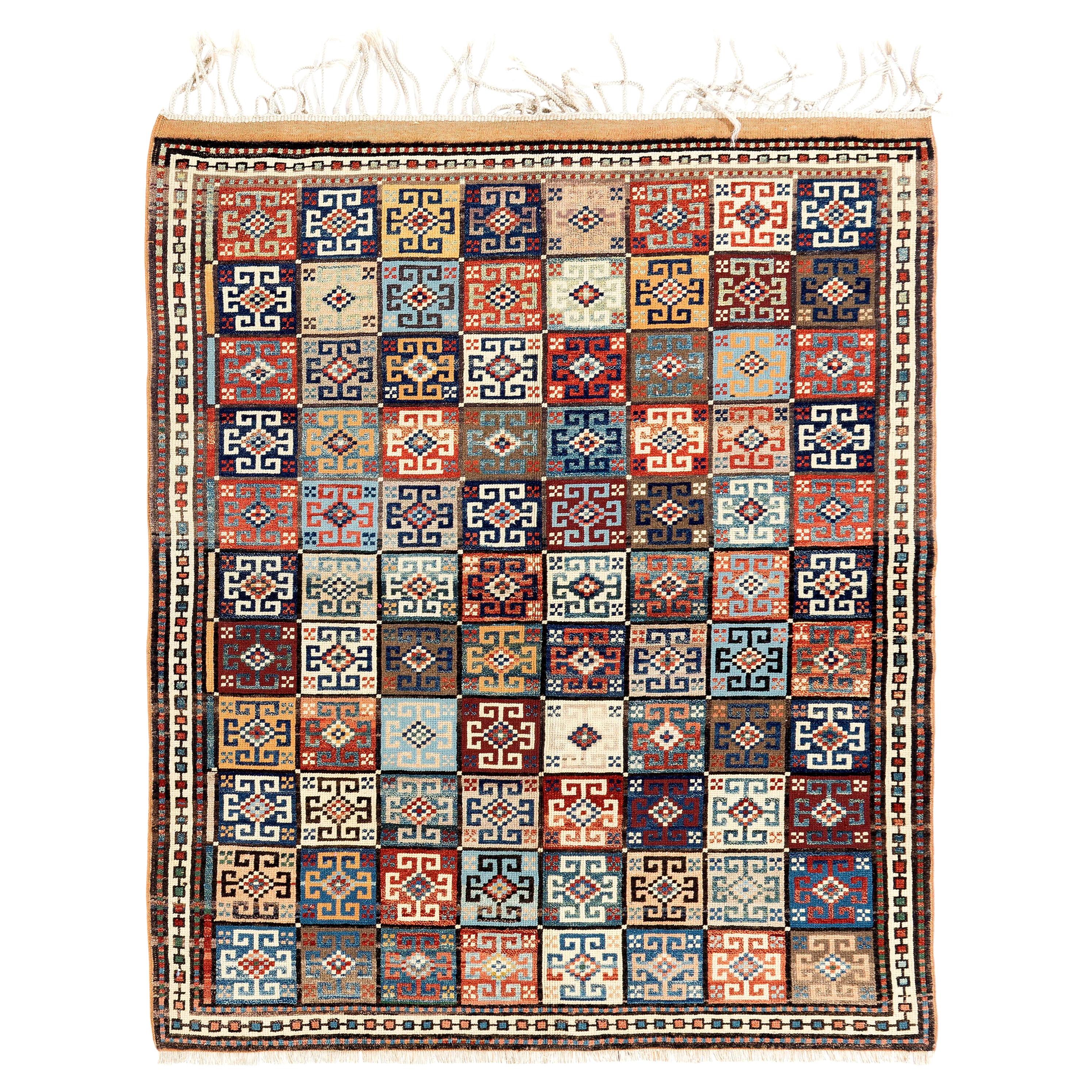 4.6x5.6 Ft Outstanding Vintage Turkish Dowry Rug, 100% Soft Wool & Natural Dyes For Sale