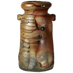 Outstanding Heavy Ash Glazed Japanese Bizen Vase by Isezaki Mitsuru