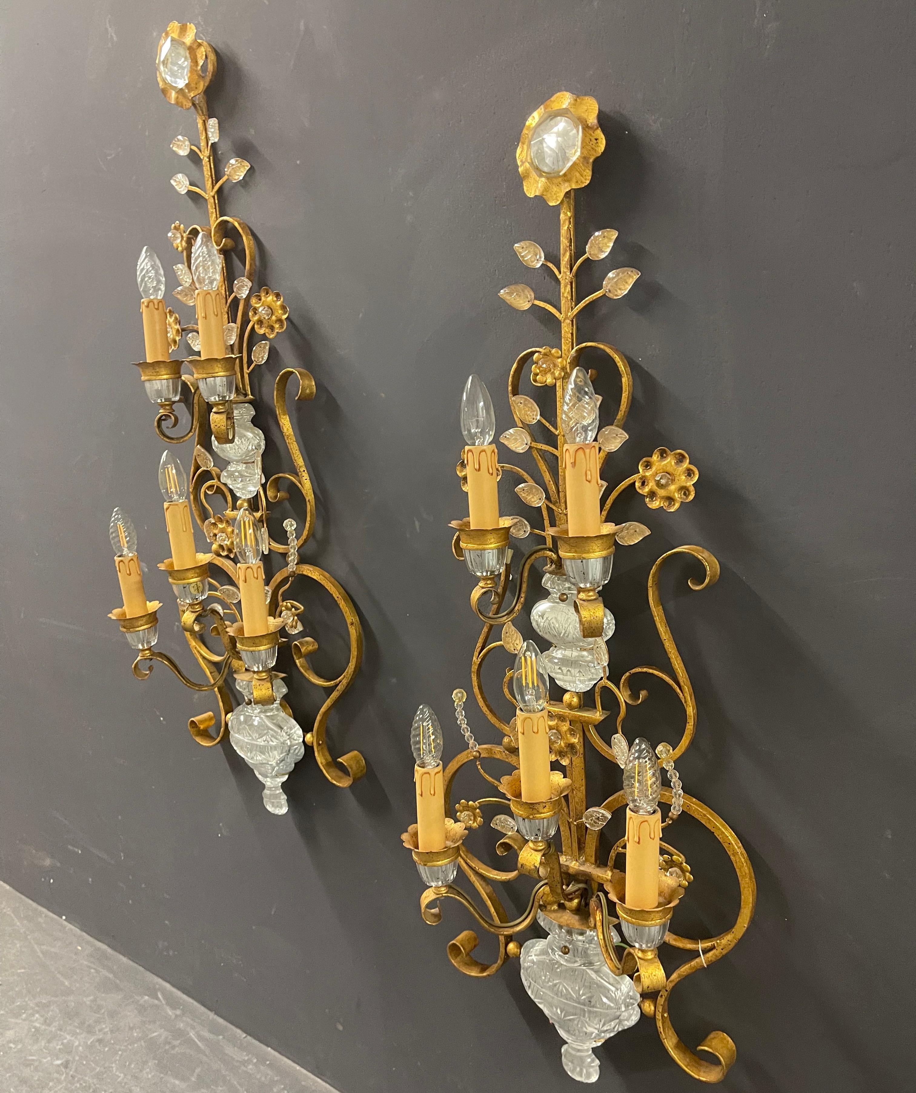 Outstanding, Impressive and Rare Huge wall  sconces by Maison Bagues For Sale 8