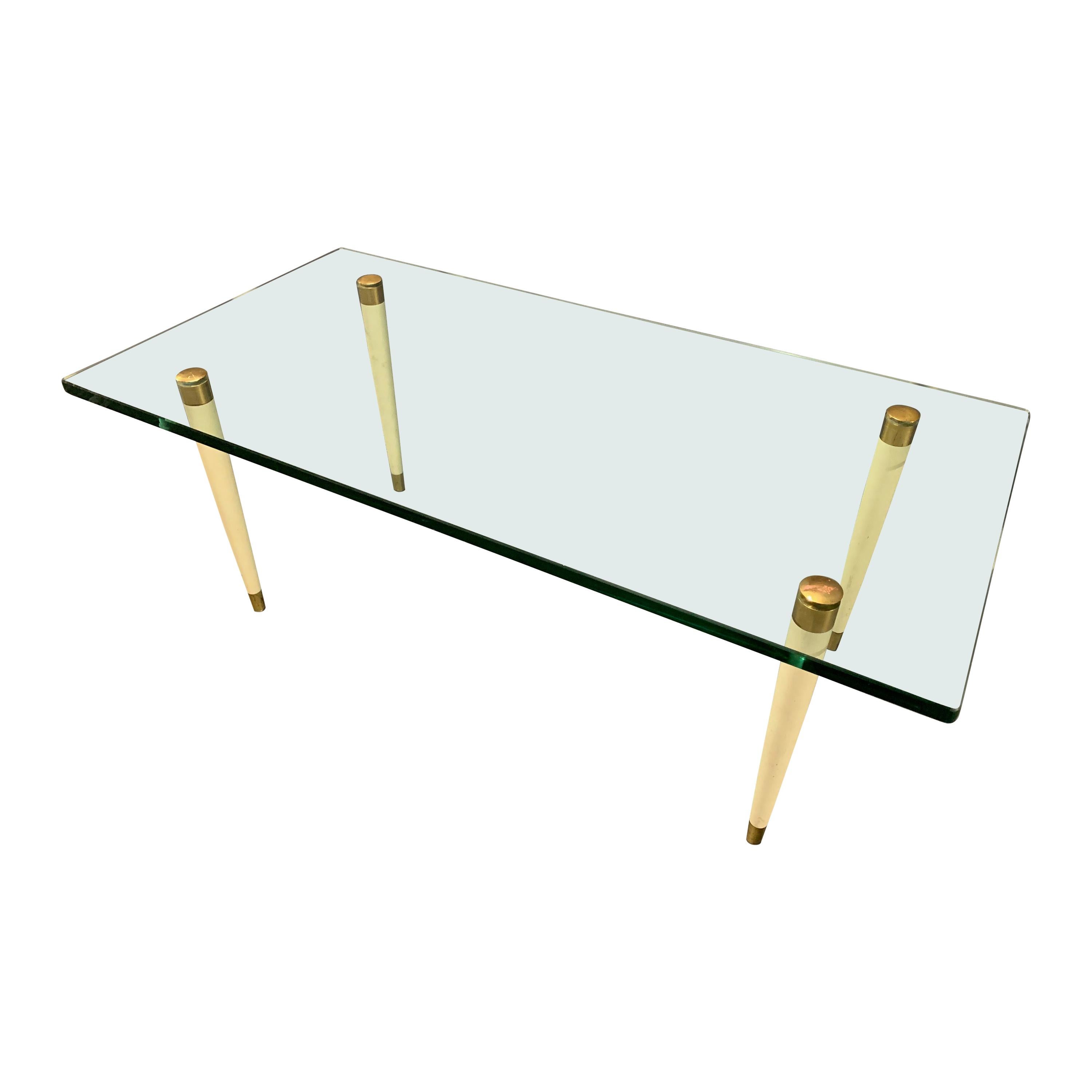 Outstanding Italien Coffee Table with Massive Glass Top by Fontana Arte For Sale