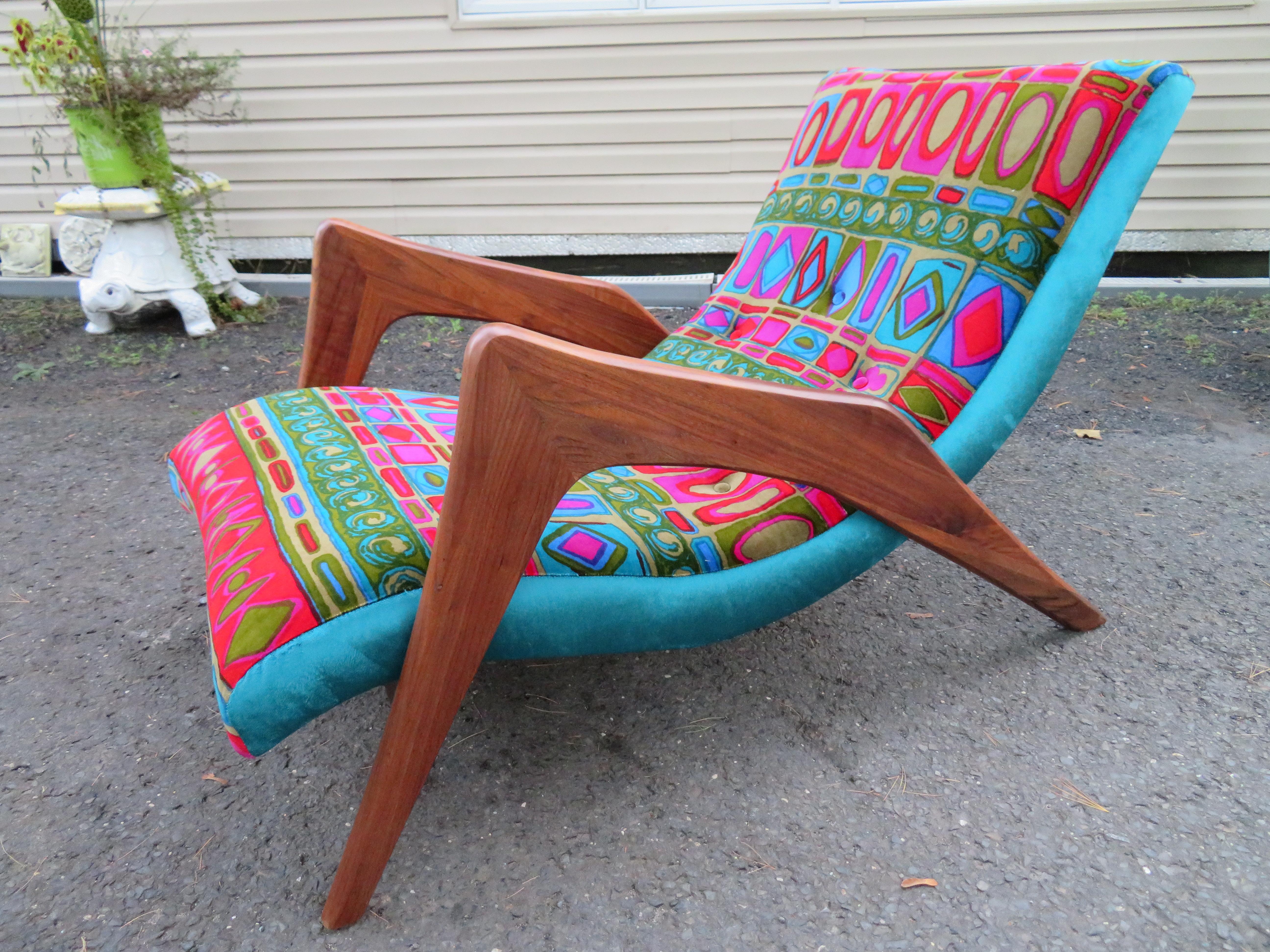 Outstanding Jack Lenor Larsen Adrian Pearsall Crescent Lounge Chair Mid-Century For Sale 3