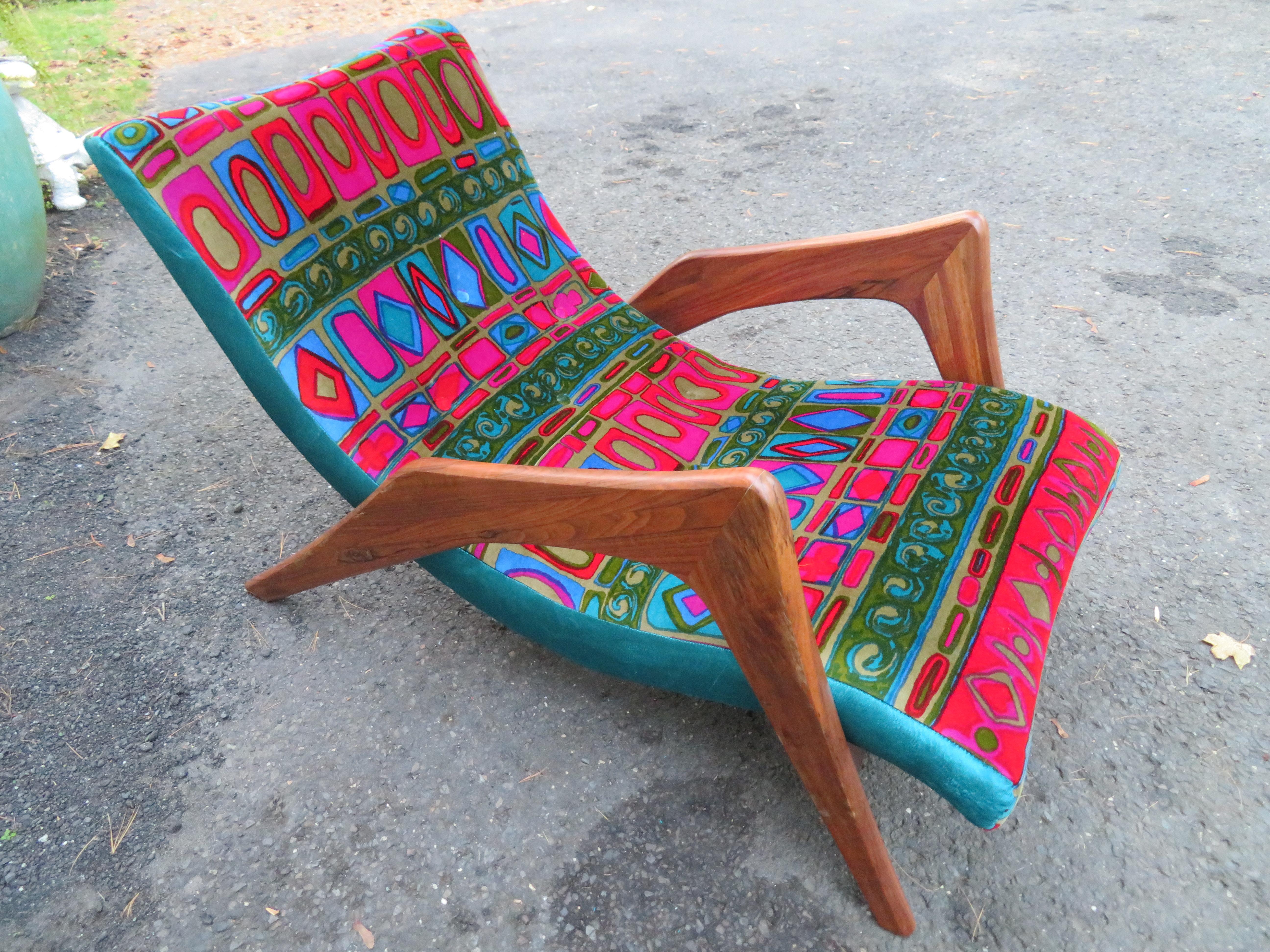 Outstanding Jack Lenor Larsen Adrian Pearsall Crescent Lounge Chair Mid-Century For Sale 4