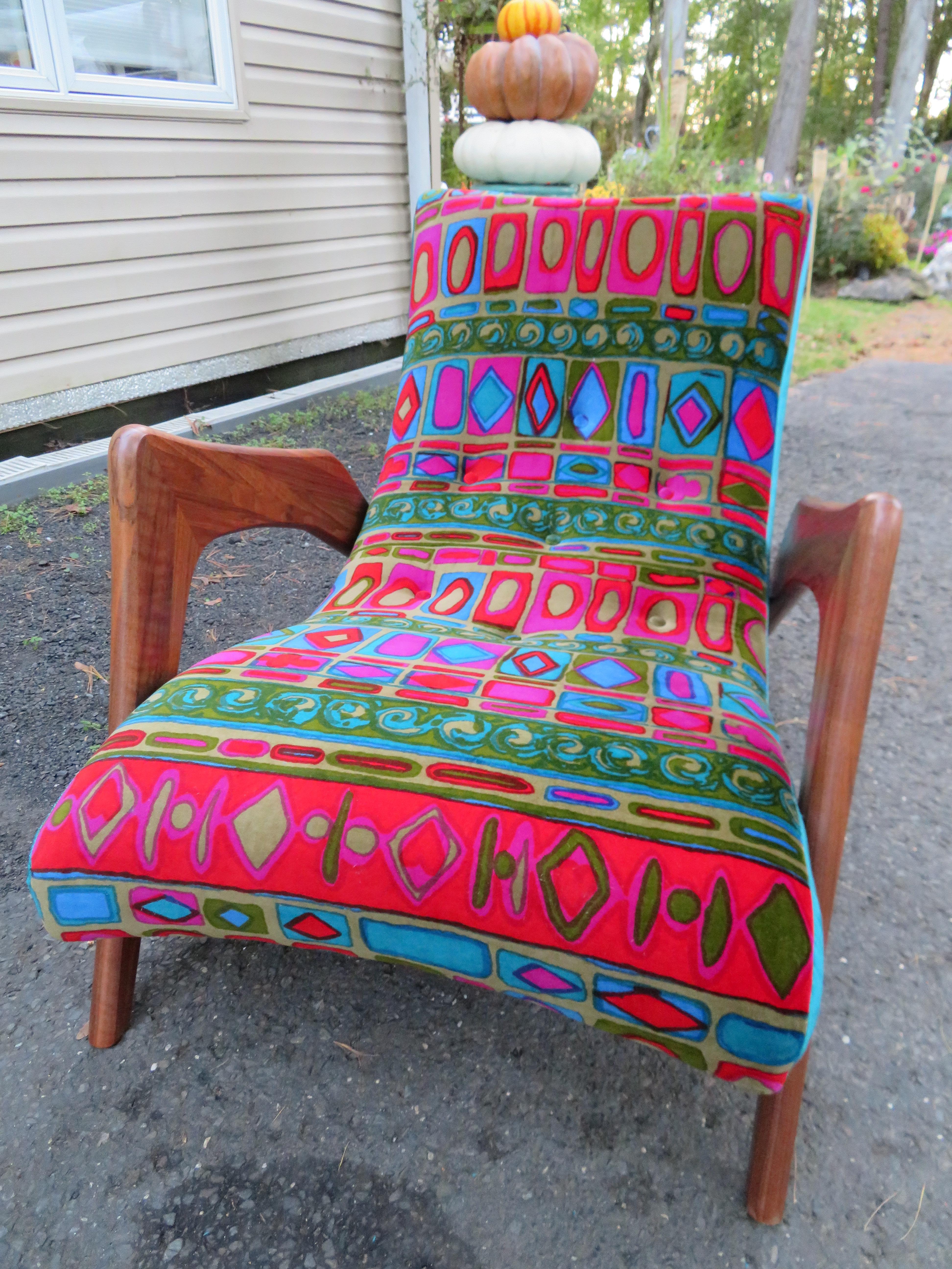 Outstanding Jack Lenor Larsen Adrian Pearsall Crescent Lounge Chair Mid-Century For Sale 1