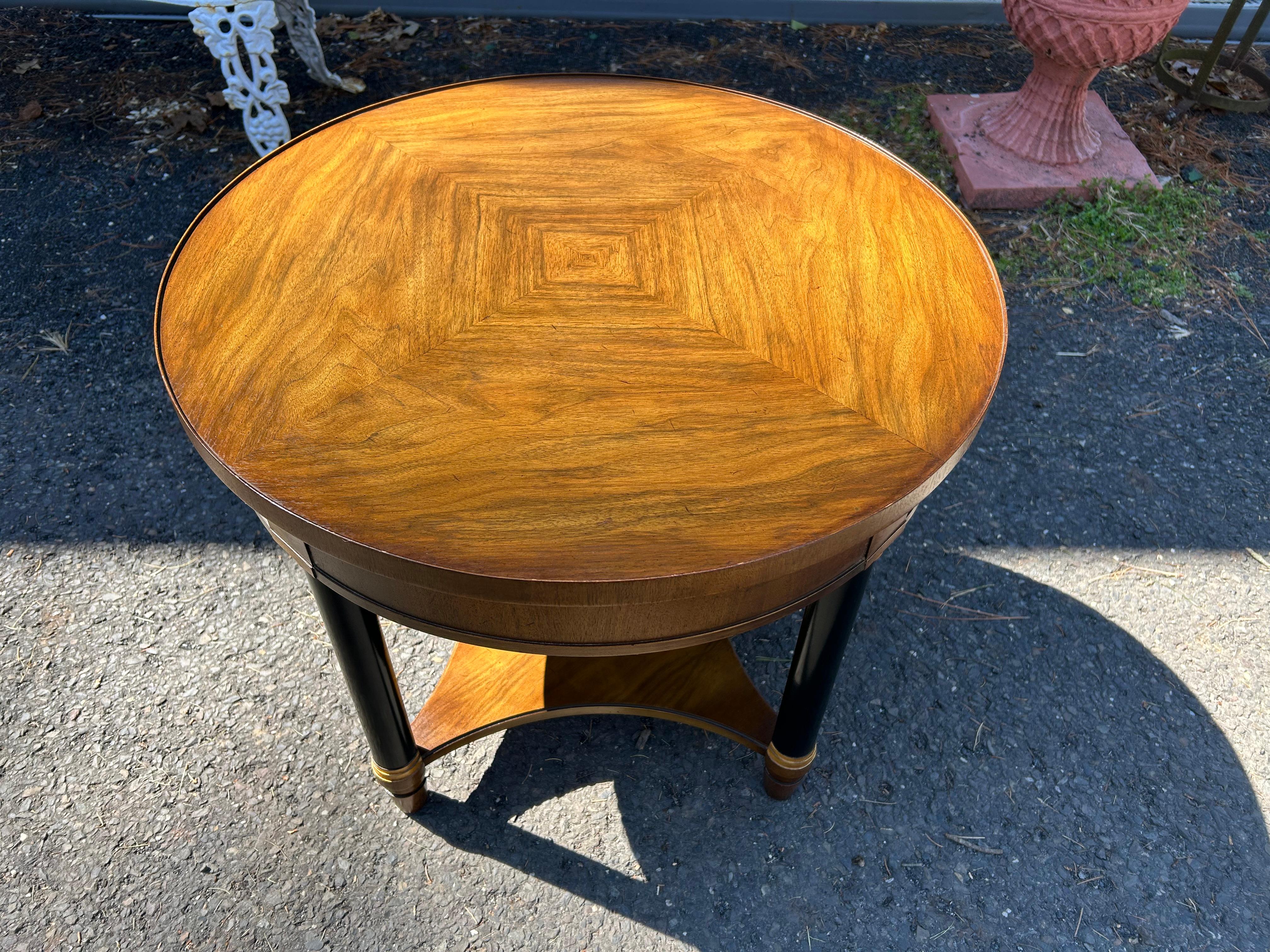 Regency Revival Outstanding John Widdicomb Attr. Round Walnut Side Table Mid-Century Modern For Sale