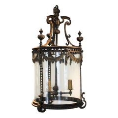 Outstanding Large 19th Century French Bronze and Cast Iron Lantern