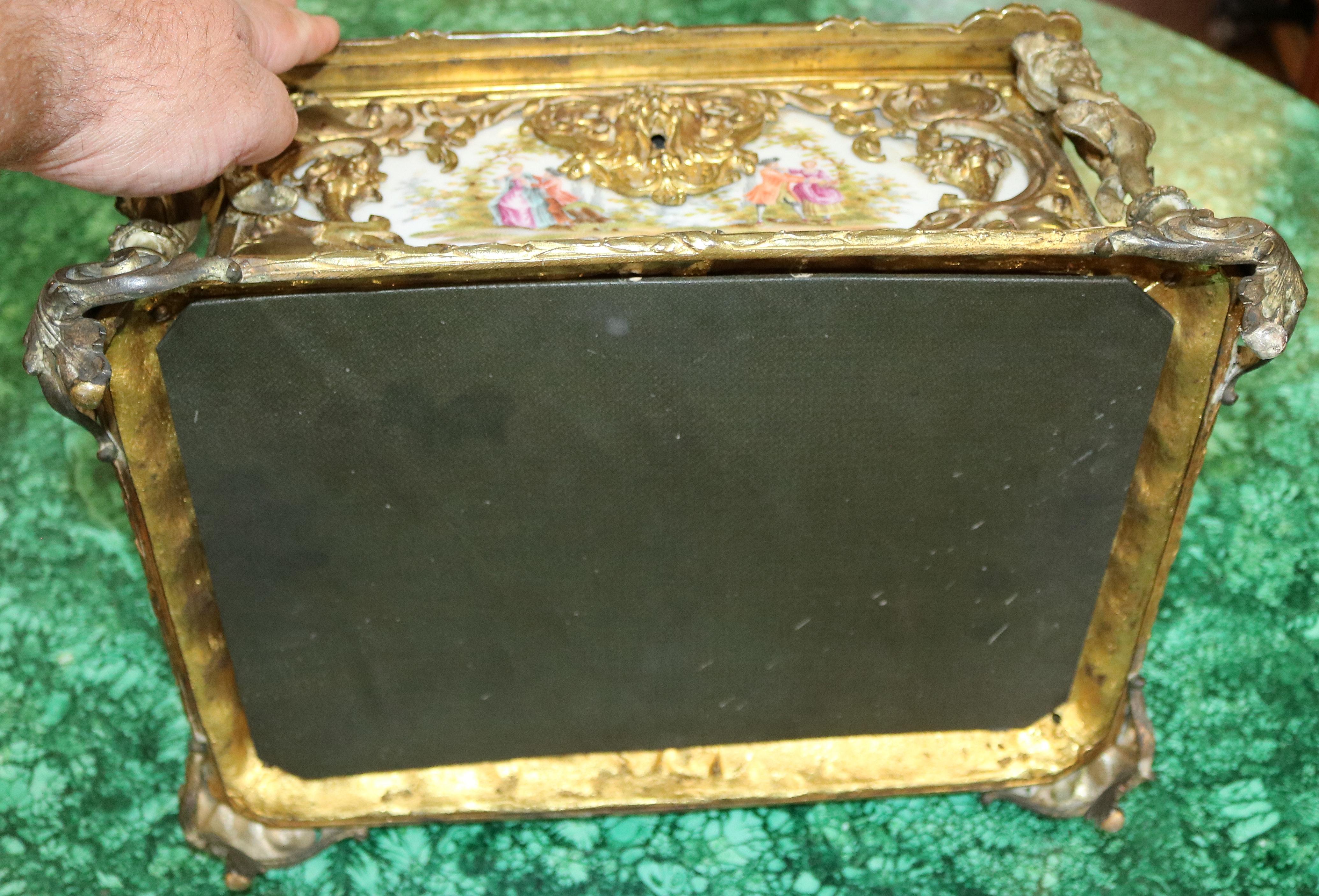 Outstanding Large 19th Century Bronze & Porcelain Jewelry Casket Box For Sale 11