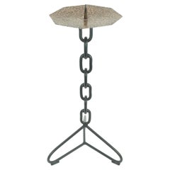 extraordinario portavelas grande de 21" diseño brutalista hierro cobre vintage años 60