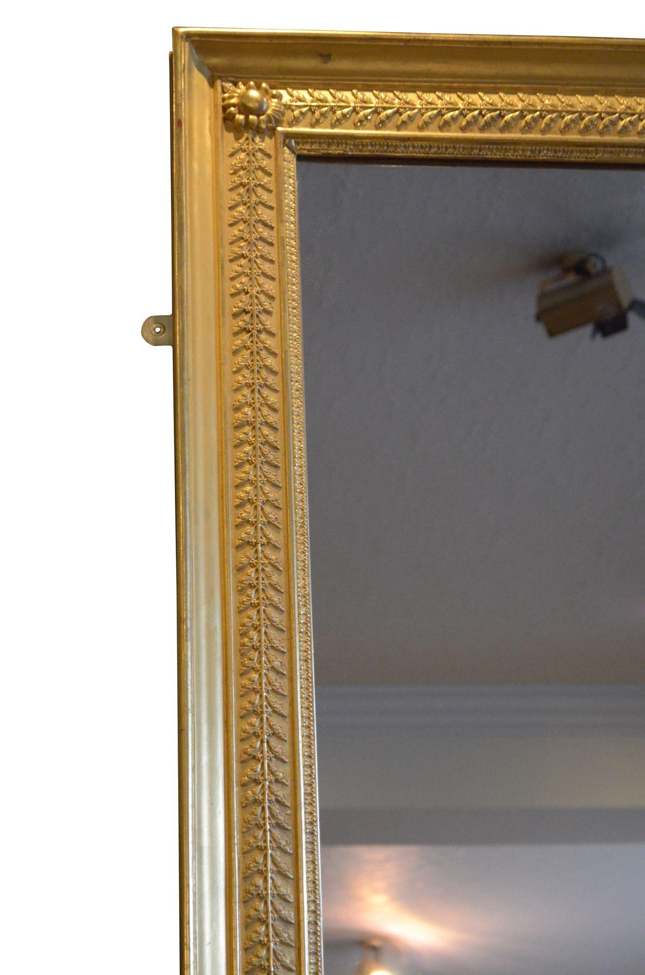 Outstanding Large Antique Giltwood Wall Mirror H158cm In Good Condition For Sale In Whaley Bridge, GB
