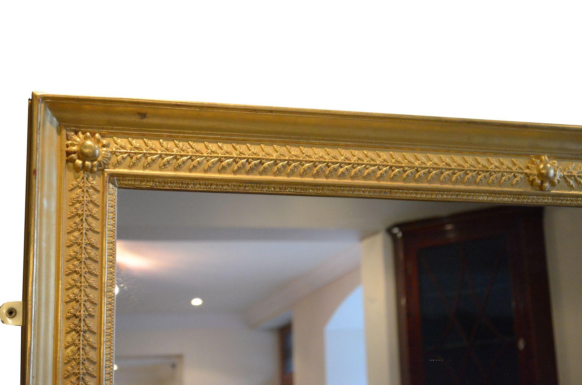 Extraordinario Espejo de Pared Antiguo de Madera de Giltwood H158cm siglo XIX en venta