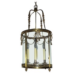 Outstanding Large French Gilt Bronze Ribbon Bow Lantern Fine Chandelier Fixture