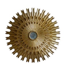 Outstanding Large Gilded Triple Layered Sunburst Mirror, Spain, 1950