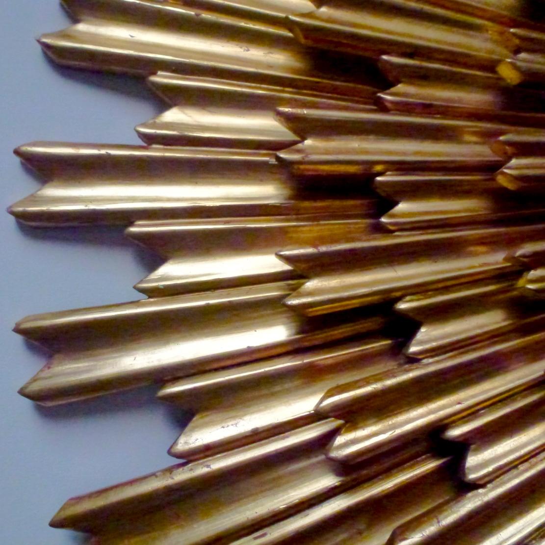 Outstanding Large Gilded Triple Layered Sunburst Mirror, Spain, 1950 For Sale 2