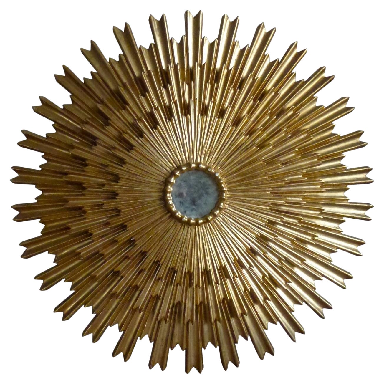 Outstanding Large Gilded Triple Layered Sunburst Mirror, Spain, 1950