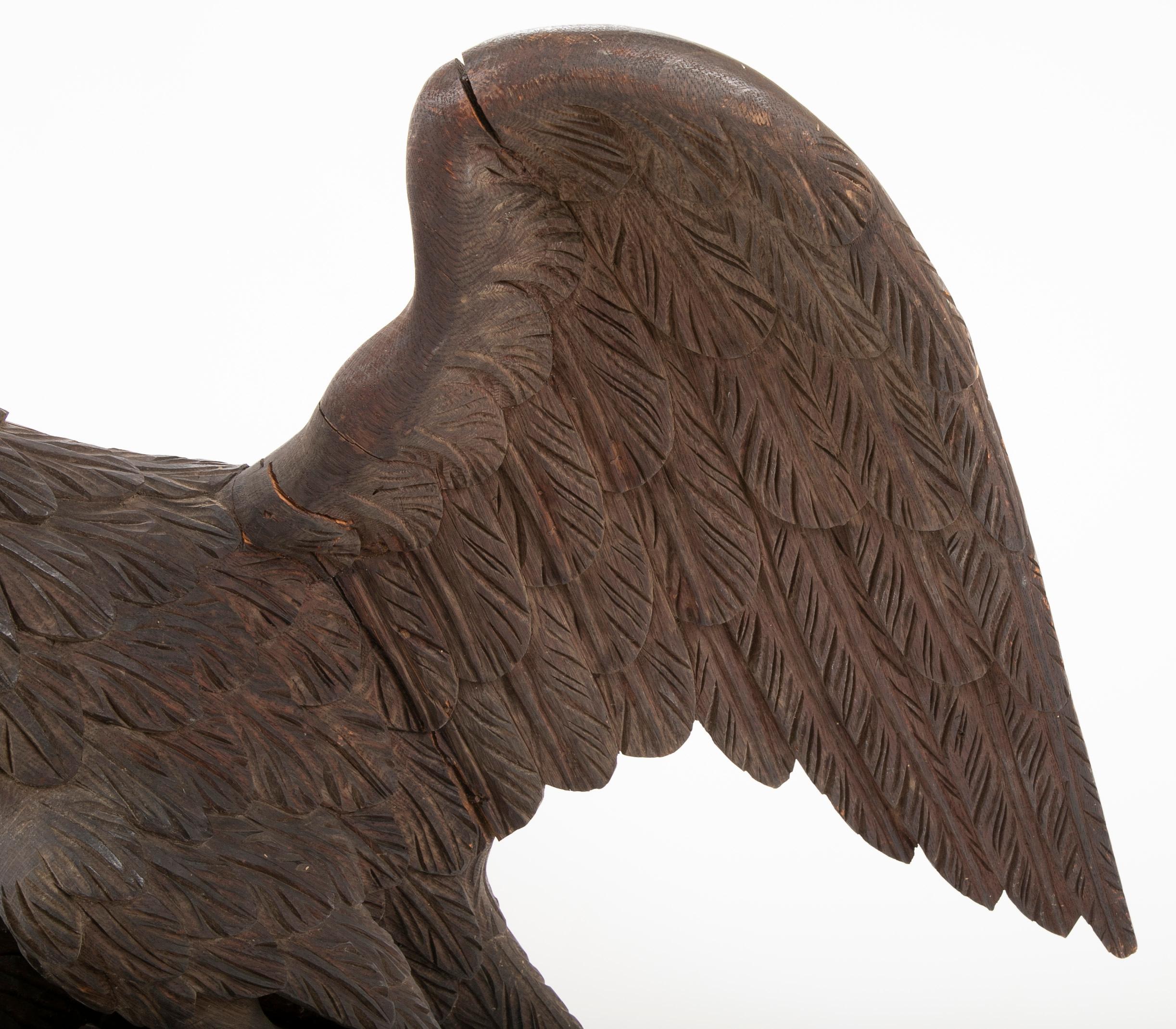 Remarquable grand aigle en chêne sculpté empoignant un bouclier & Trois flèches en vente 9