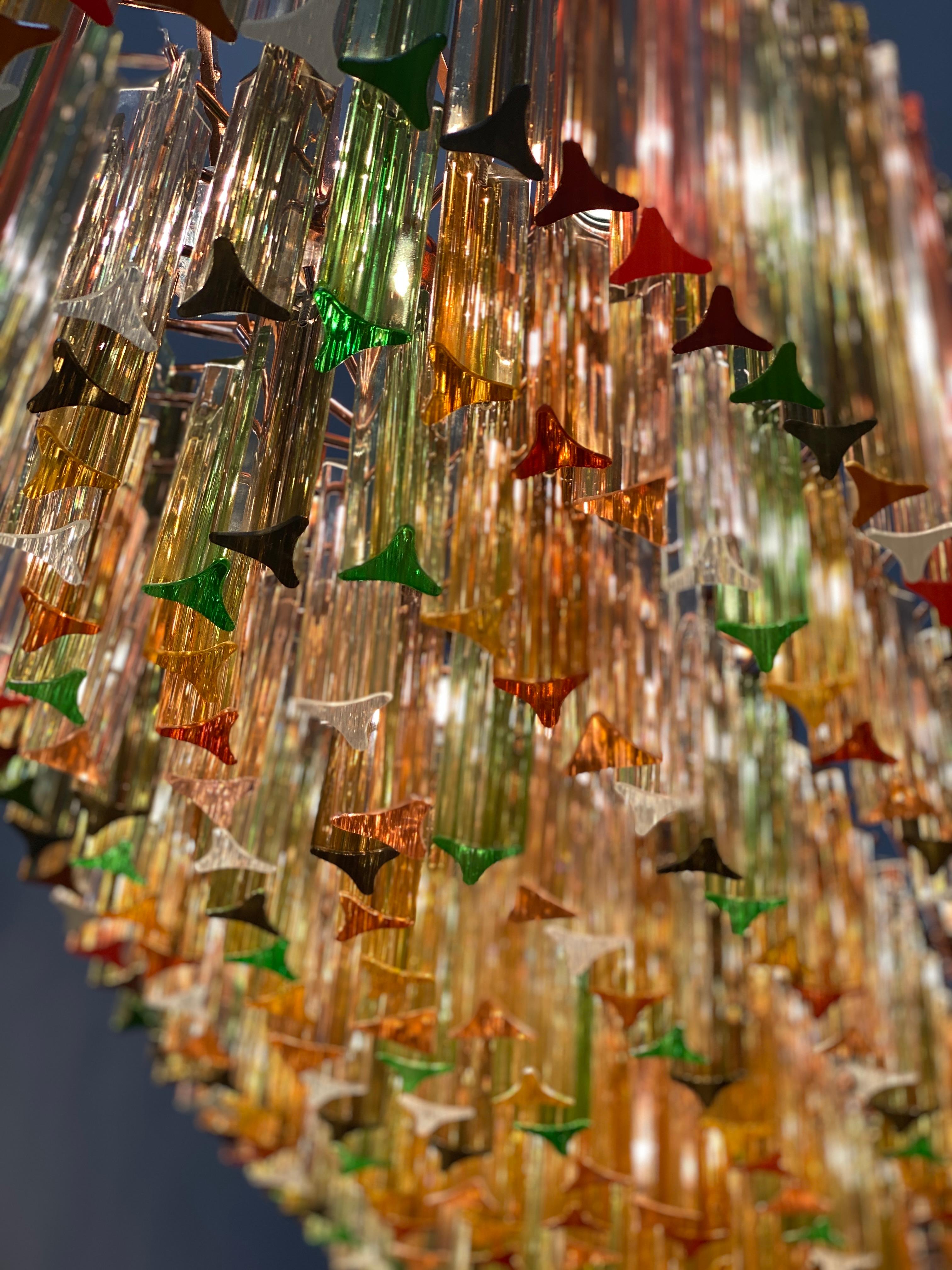 Eccezionale lampadario in vetro di Murano multicolore a forma ovale di grandi dimensioni in vendita 4