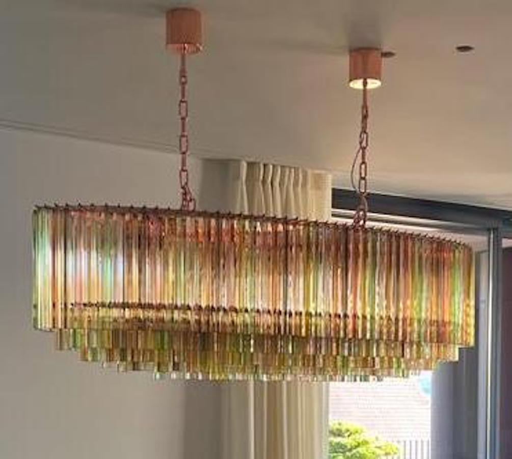 Outstanding Large Oval Shaped Multi-Color Triedi Murano Glass Chandelier For Sale 7
