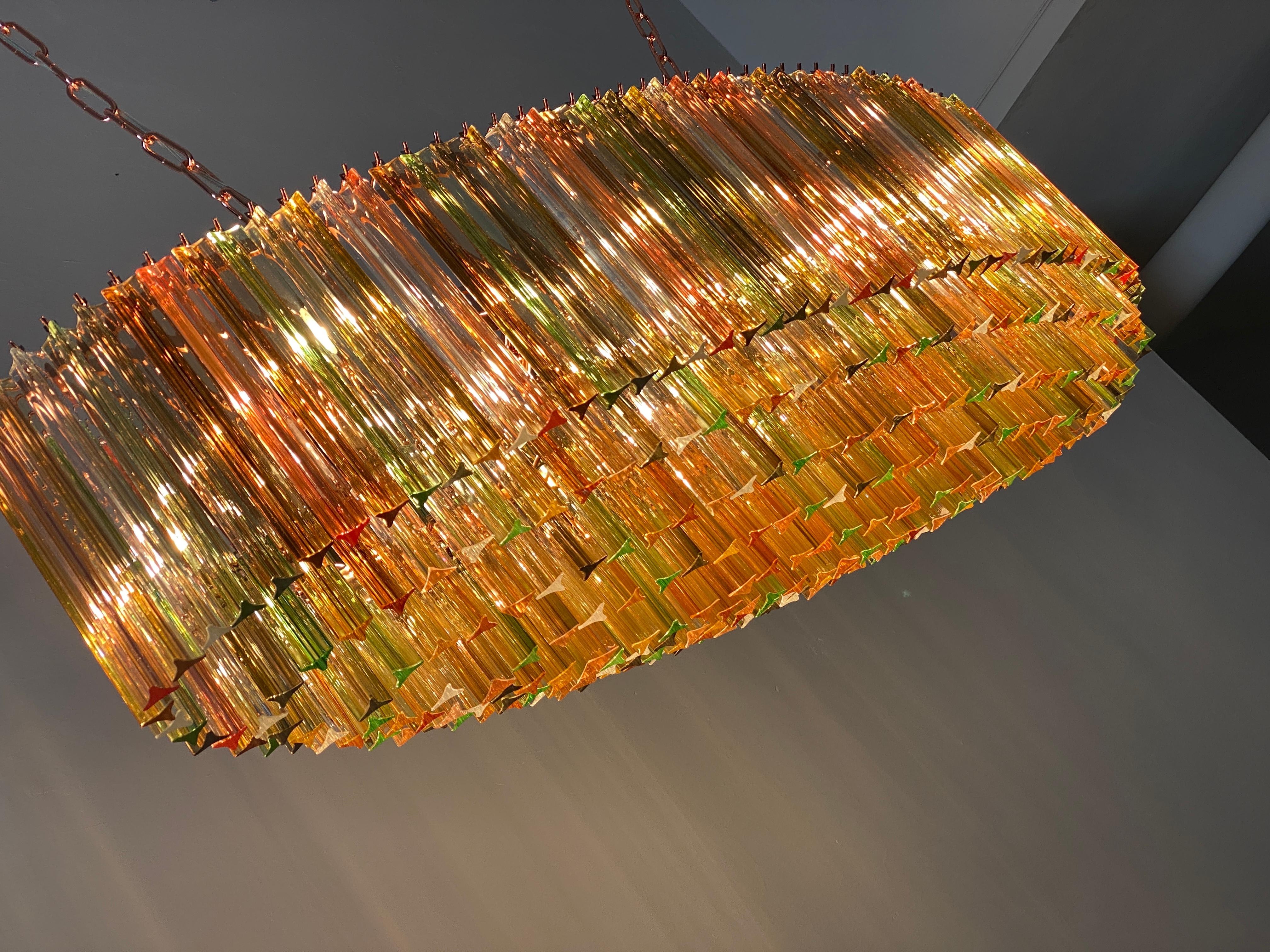 Eccezionale lampadario in vetro di Murano multicolore a forma ovale di grandi dimensioni in vendita 6