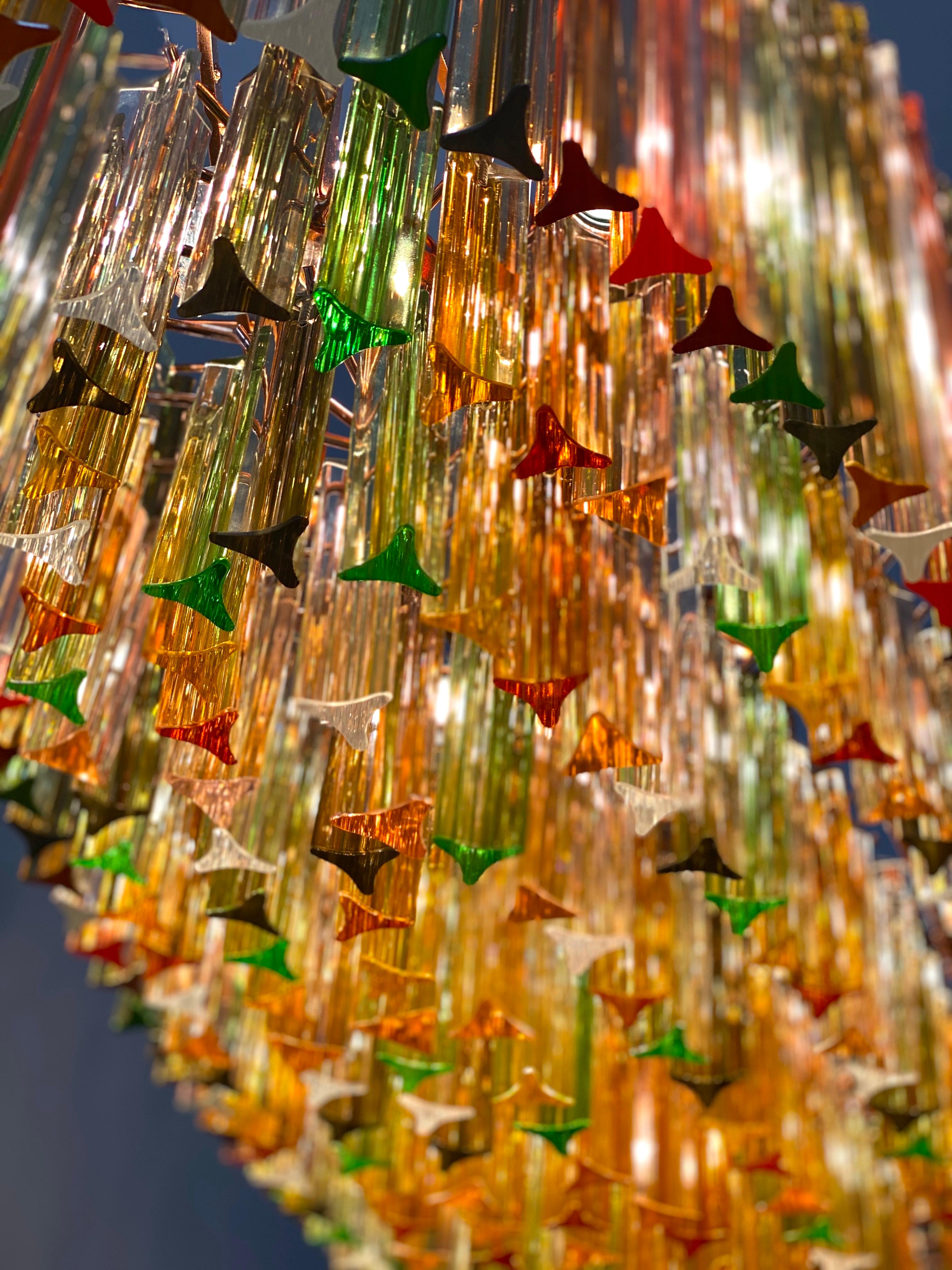 Eccezionale lampadario in vetro di Murano multicolore a forma ovale di grandi dimensioni in vendita 10