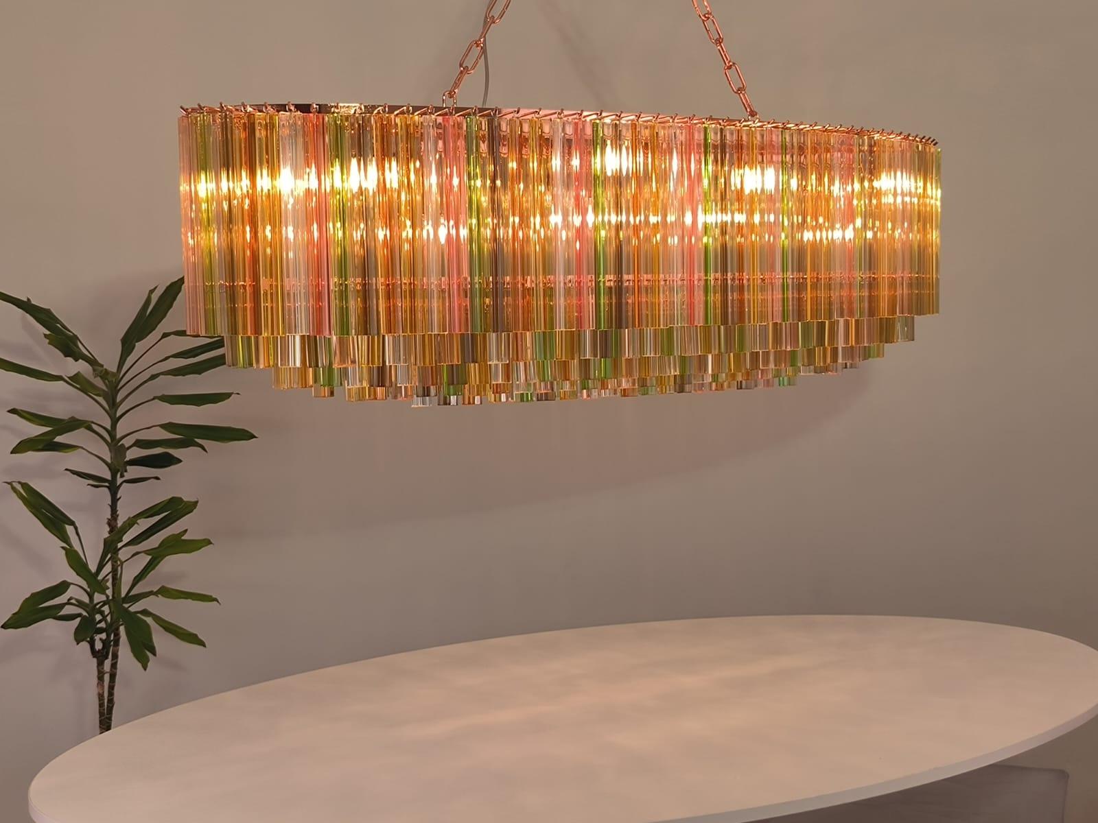 Eccezionale lampadario in vetro di Murano multicolore a forma ovale di grandi dimensioni in vendita 13