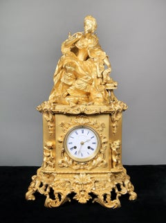 Eccezionale orologio da camino in bronzo dorato della fine del XIX secolo di Dagrin e Philippe