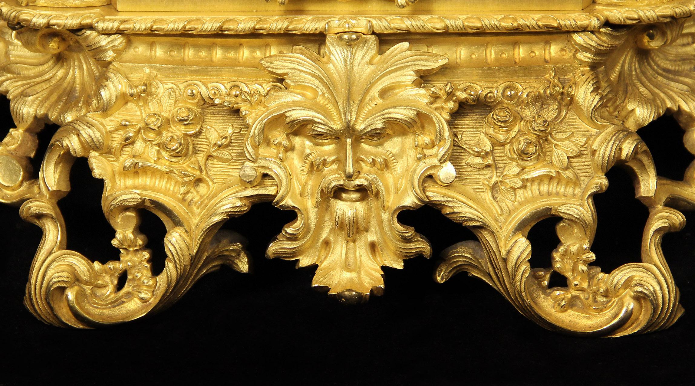 Outstanding Late 19th Century Gilt Bronze Mantle Clock by Dagrin and Philippe In Good Condition For Sale In Long Island City, NY