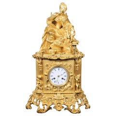 Antique Outstanding Late 19th Century Gilt Bronze Mantle Clock by Dagrin and Philippe