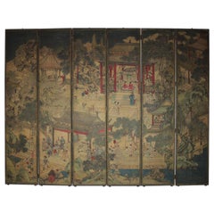 Outstanding Late 19th-Early 20th Century Chinoiserie Six Fold Screen