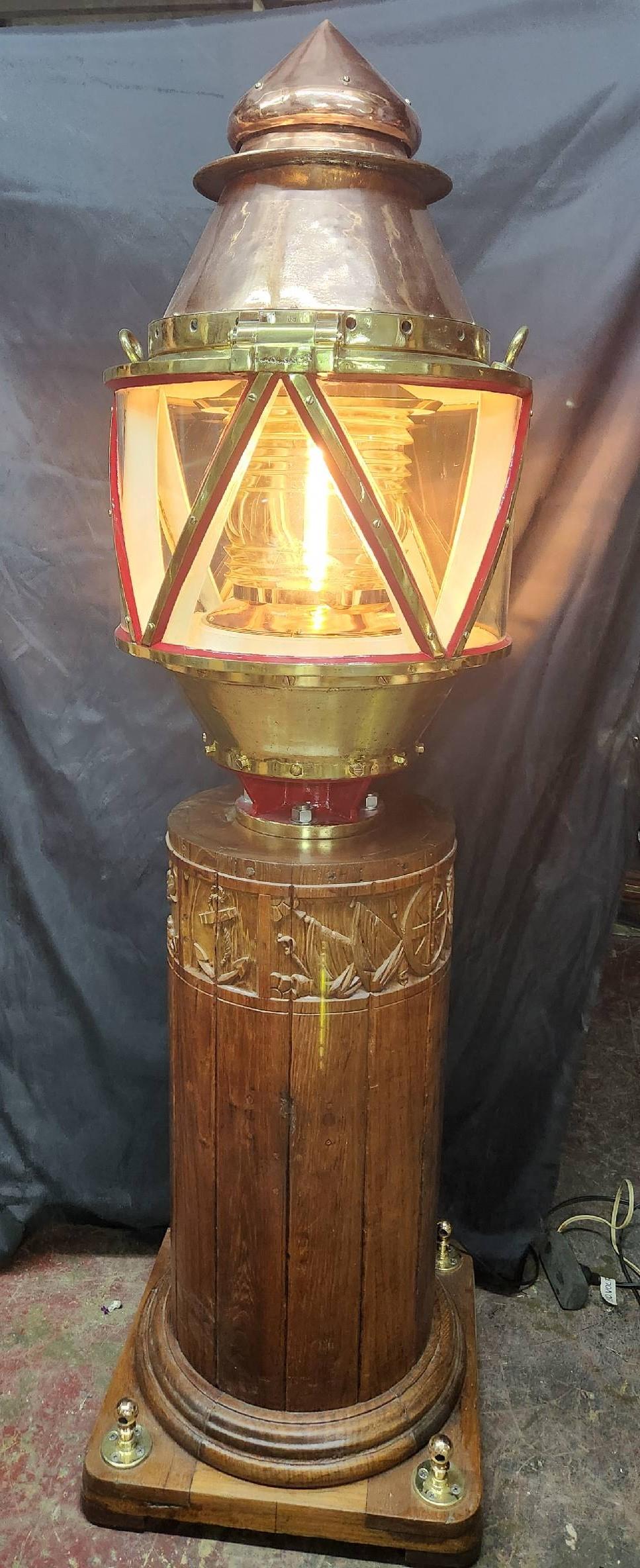 Outstanding Marine Beacon on Carved Wood Base For Sale 2