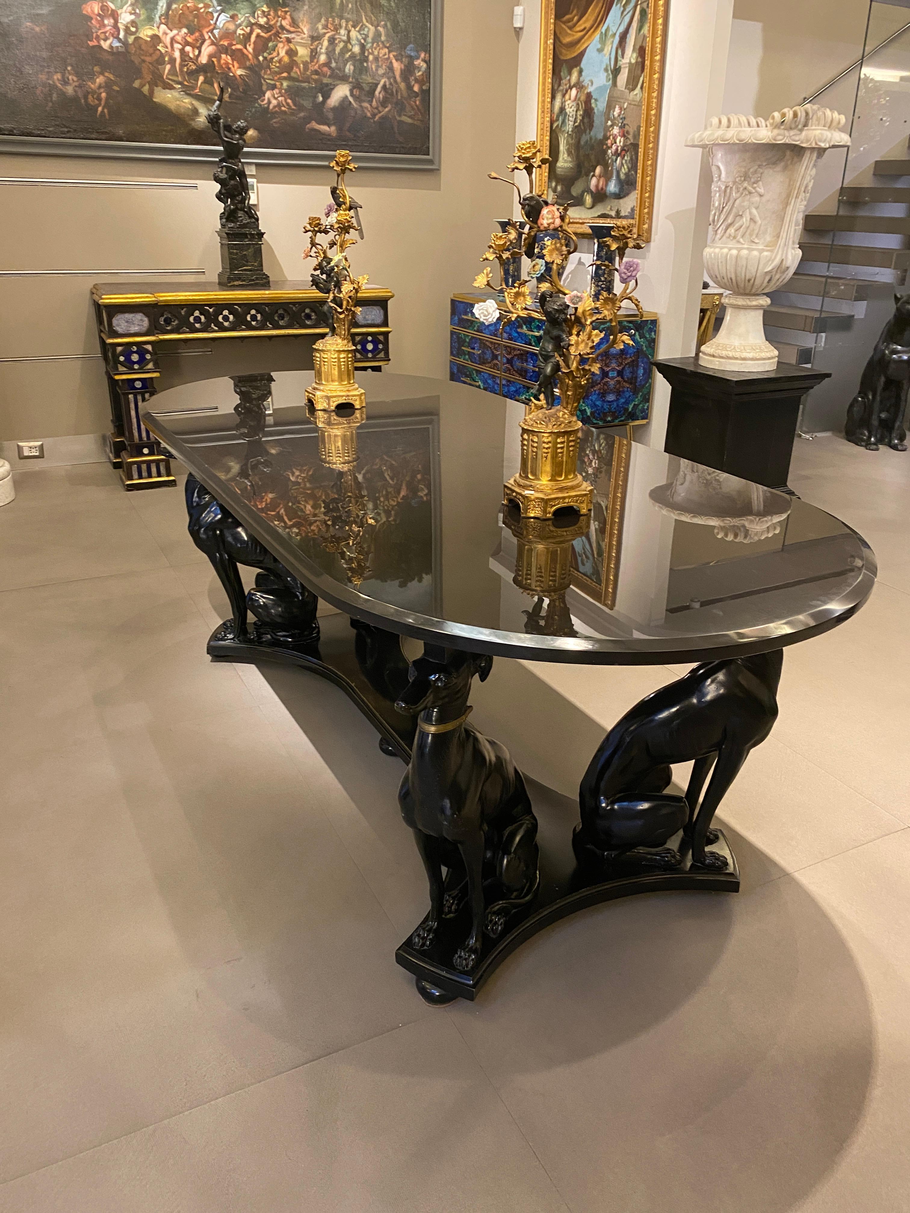 Outstanding Mid -Century Bronze and Belgian Black Marble Dining or Center Table  5