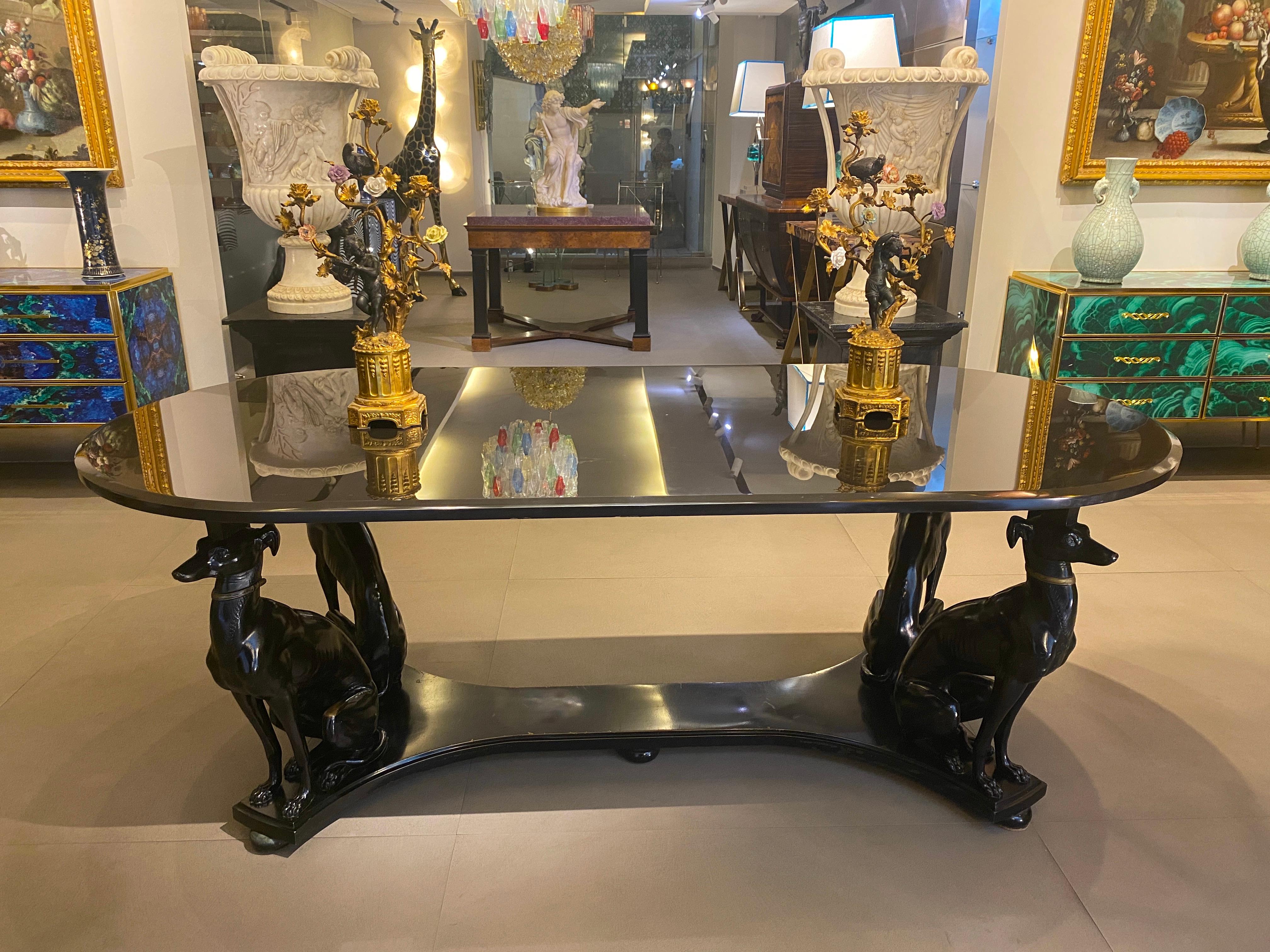 Outstanding Mid -Century Bronze and Belgian Black Marble Dining or Center Table  8