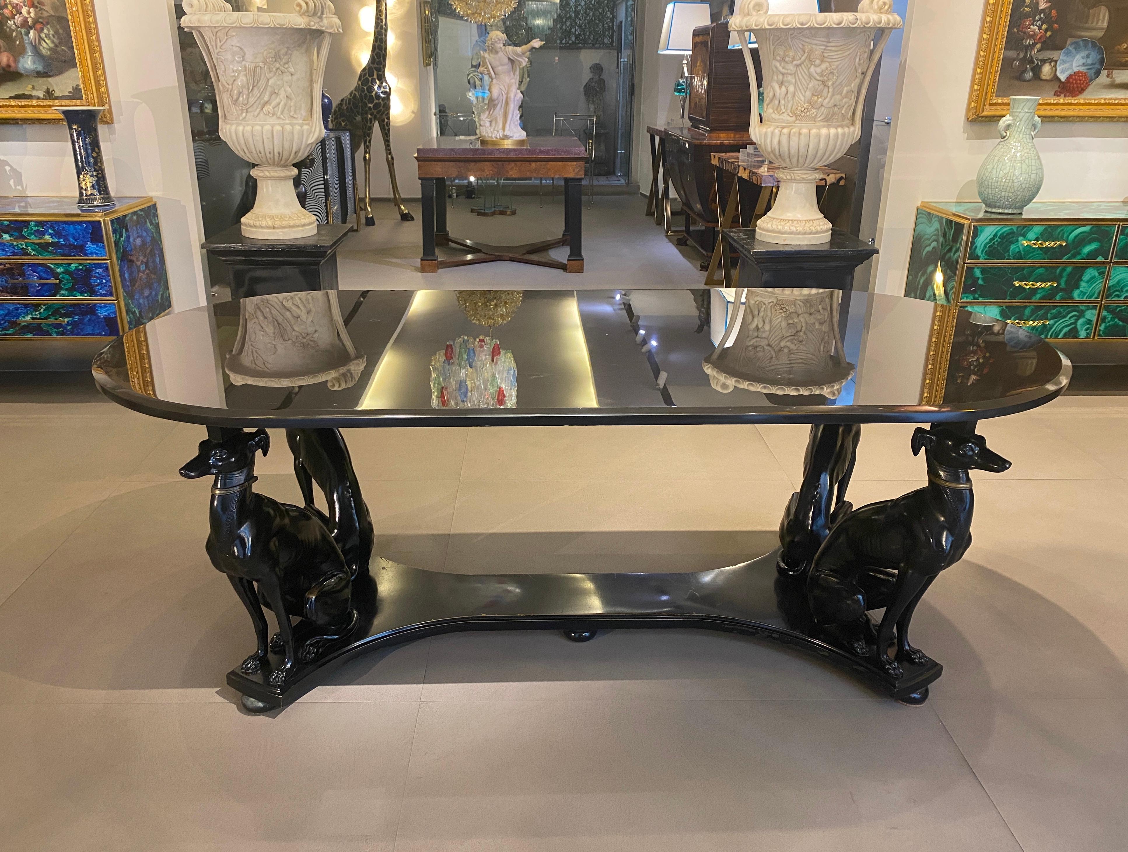 Mid-Century Modern Outstanding Mid -Century Bronze and Belgian Black Marble Dining or Center Table 