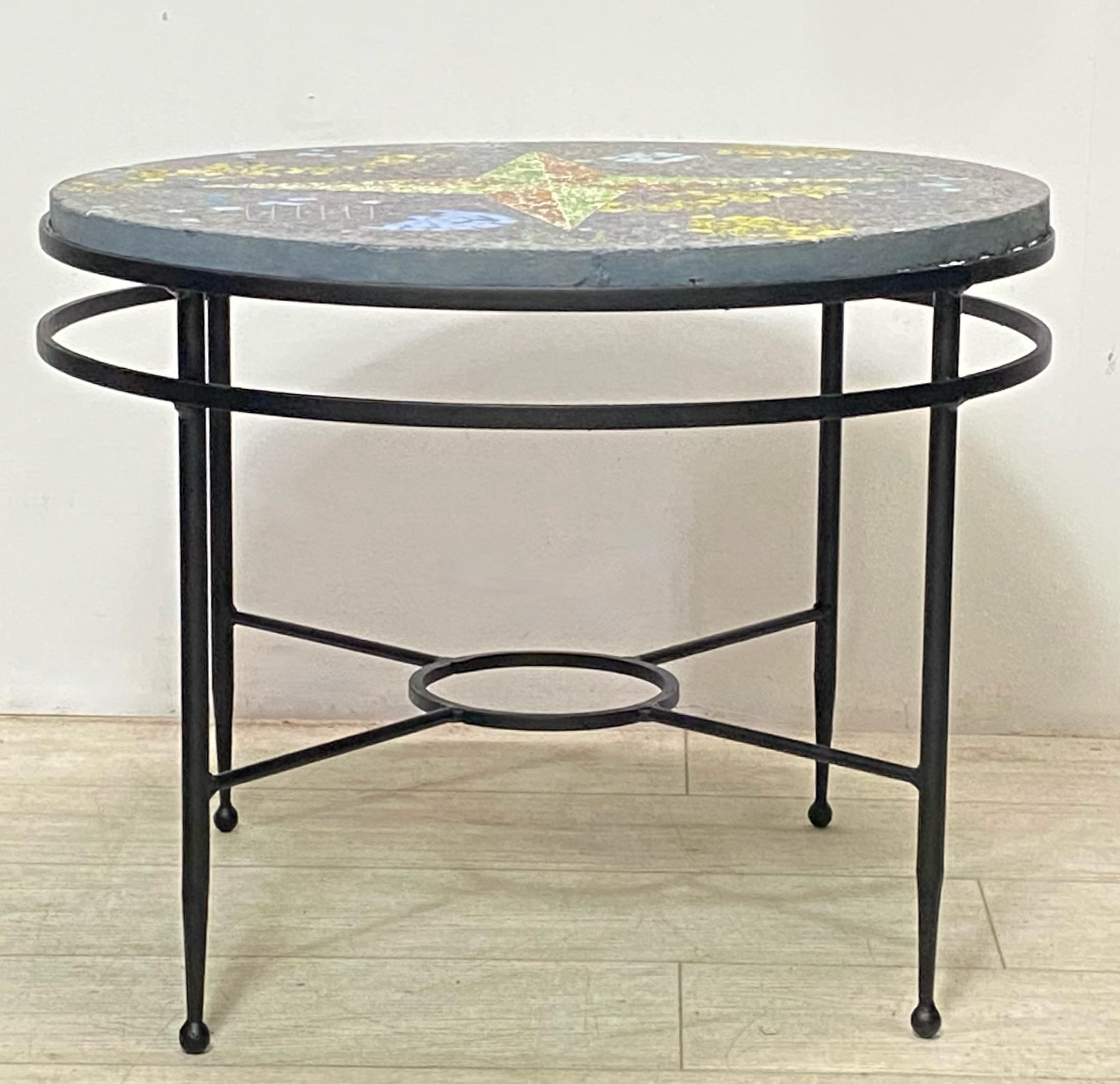 Mid-Century Modern Micro Mosaic Side Table by Bay Area Artist Margaret Bruton Circa 1940