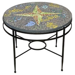 Outstanding Mid-Century Round Terrazzo Mosaic Side / Patio Table