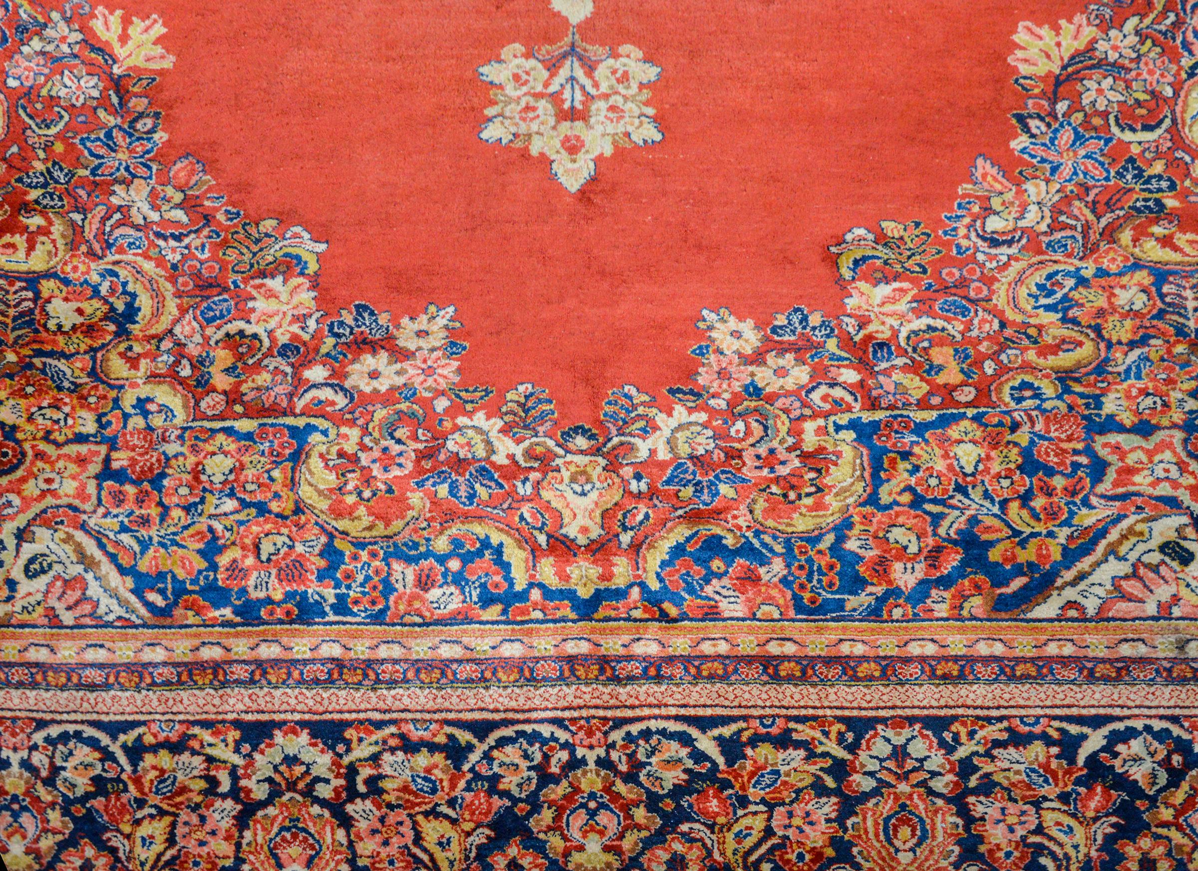 Vegetable Dyed Outstanding Monumental Early 20th Century Sarouk Rug For Sale