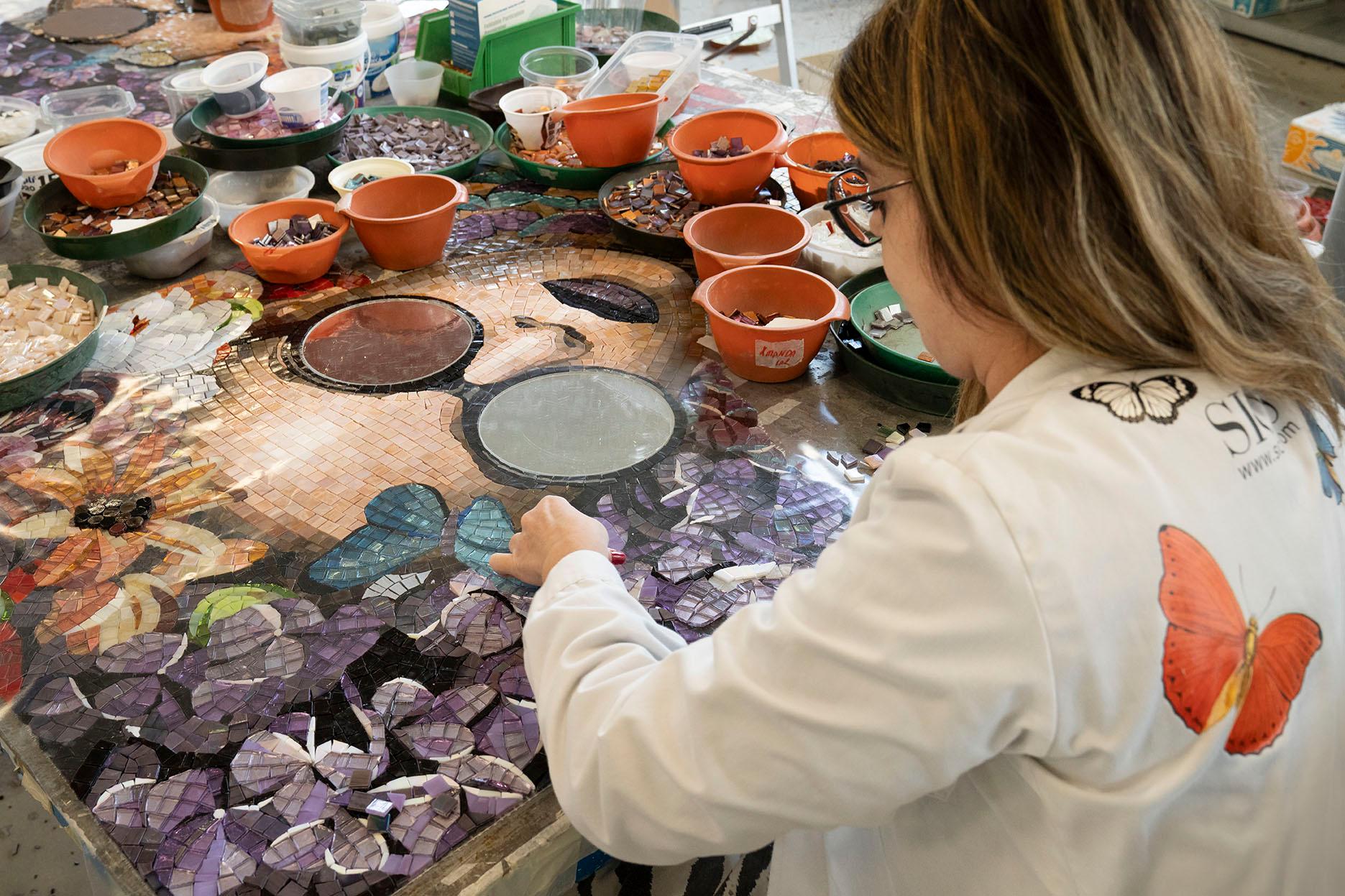 italien Remarquable œuvre d'art mosaïque - un must pour les collectionneurs - à encadrer et à photographier en vente