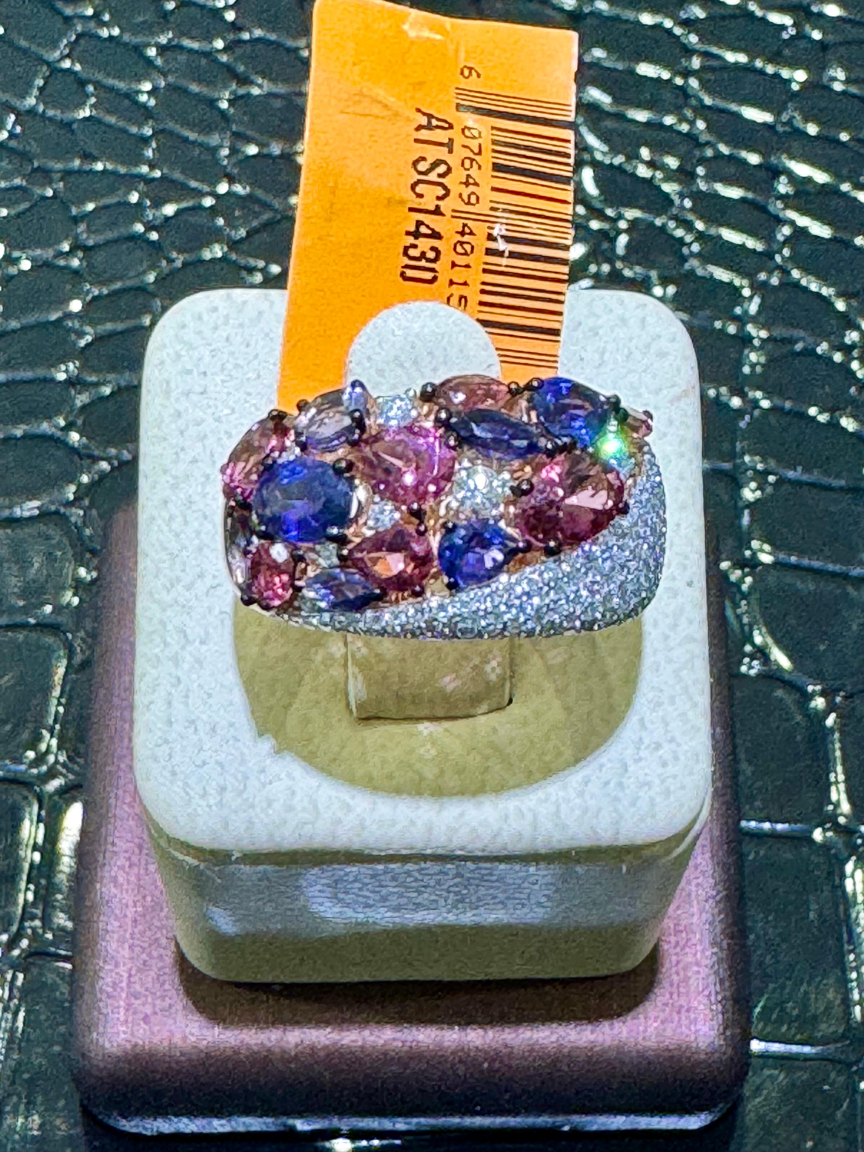 Women's Outstanding Multicolored & Diamond Ring In 14k Rose Gold  For Sale