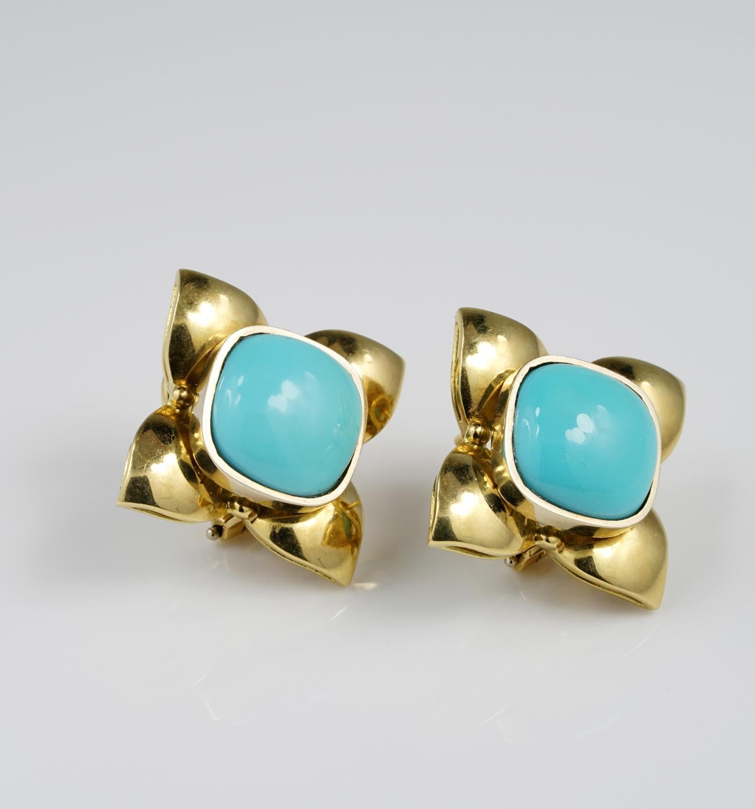 Contemporary Outstanding Natural Persian Turquoise Solitaire Earrings For Sale