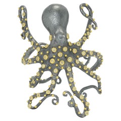 Outstanding Octopus Cuff Bracelet Diamond Tentacles 24k Gold Silver 2 Tone