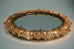 Remarquable miroir ovale éclairé en cristal Palwa