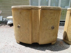 Outstanding Pair Drexel-Heritage "Insignia" Ash Burl Travertine Bachelors Chests