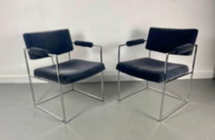 Outstanding Pair Milo Baughman Chrome Dining/ Lounge Chairs, Mid-Century Modern