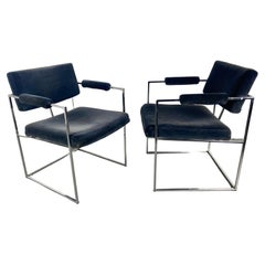 Outstanding Pair Milo Baughman Chrome Dining/ Lounge Chairs, Mid-Century Modern