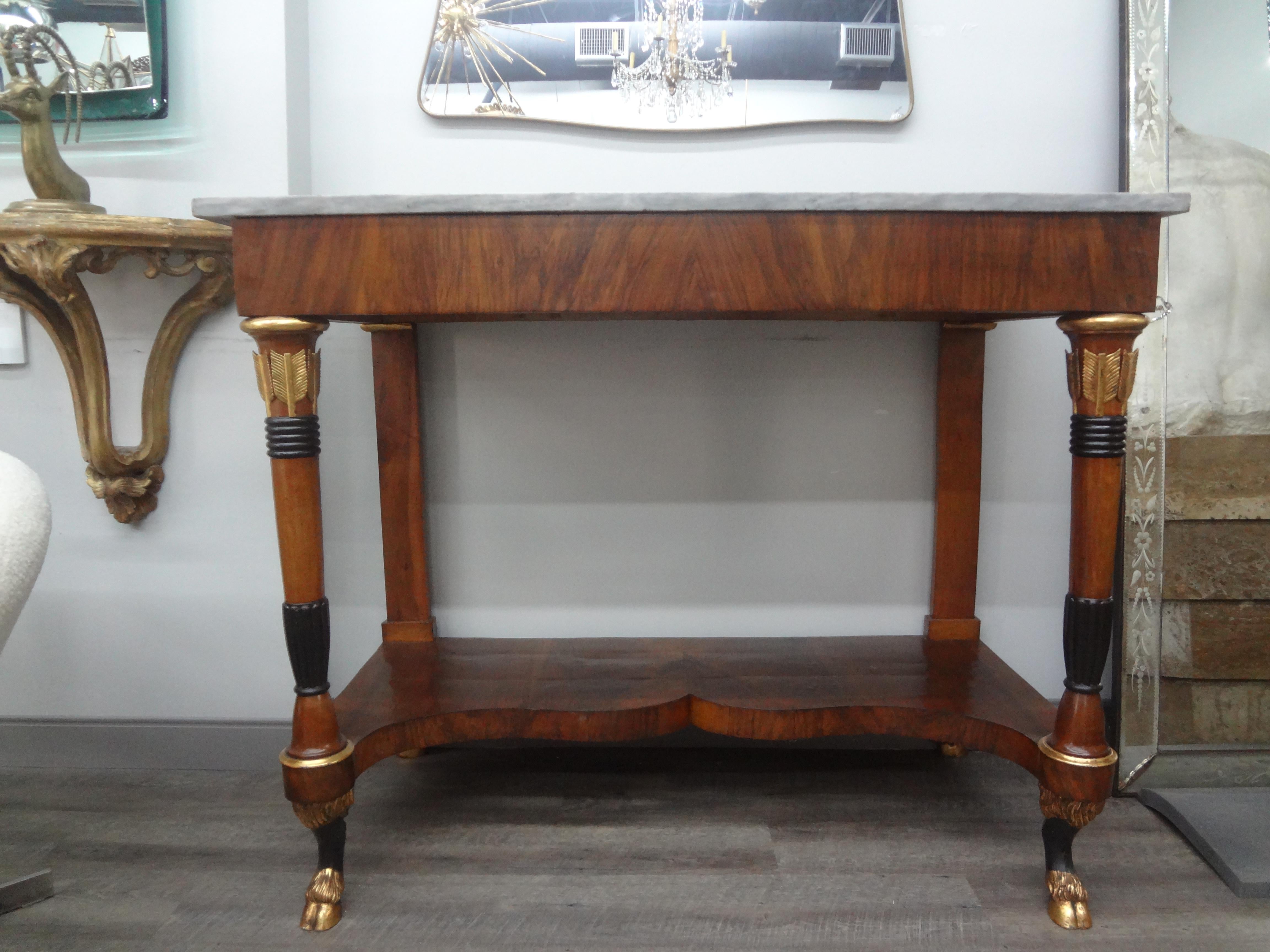 Outstanding Pair of 19th Century Italian Empire Console Tables In Good Condition For Sale In Houston, TX