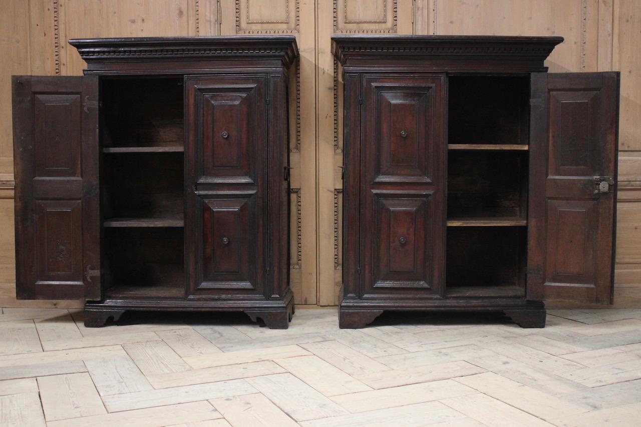 Outstanding Pair of Early 18th Century French Walnut Cupboards In Excellent Condition In Gloucestershire, GB