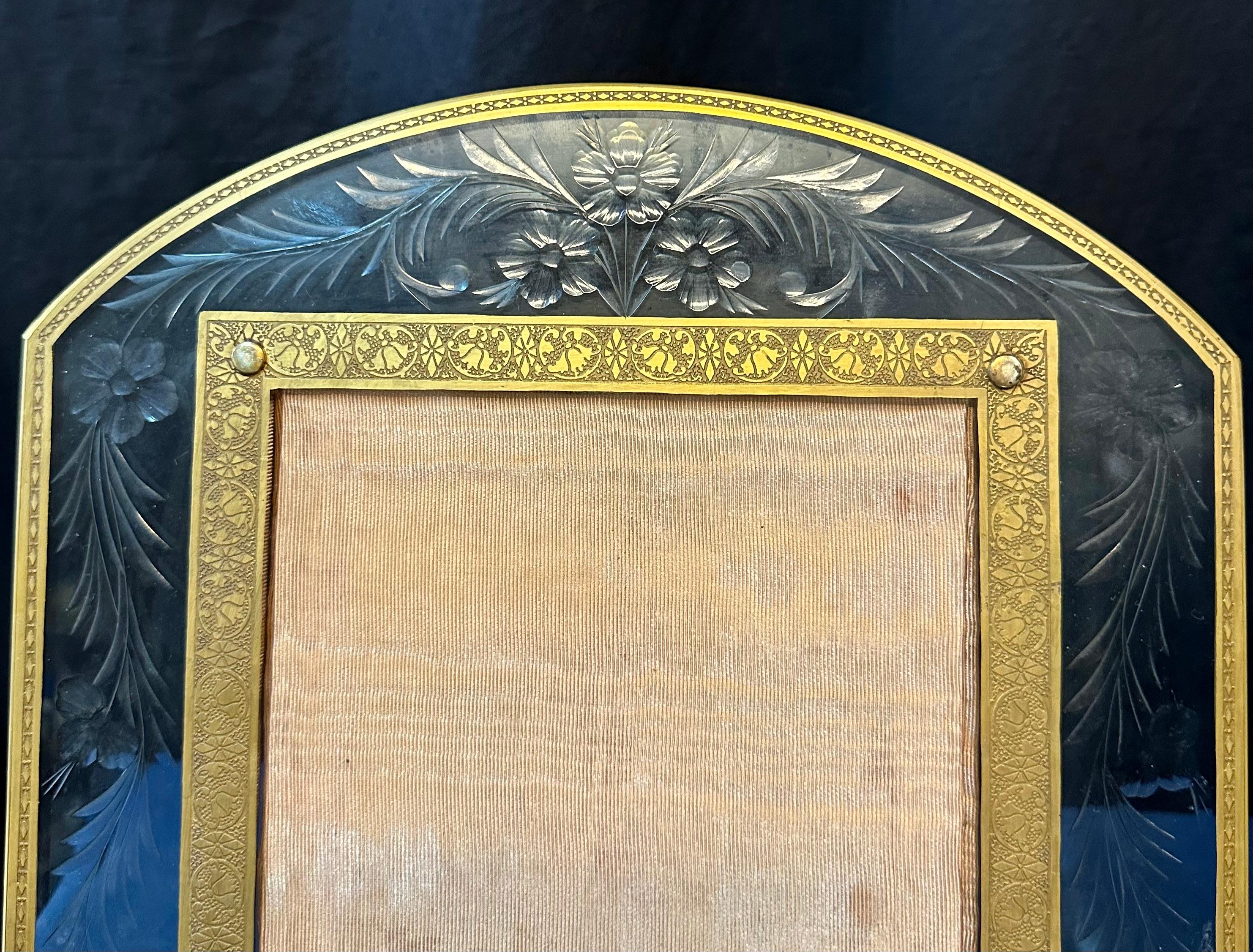 Gold Outstanding Pair of French Crystal Photo Frames For Sale